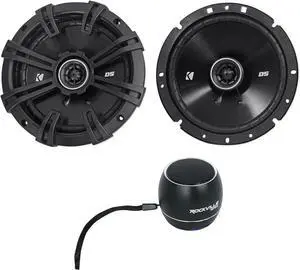KICKER Pair 43DSC6704 DSC670 240 Watt 6.75" 2-Way Car Audio Speakers 4-Ohm DS670 Bundle with Rockville RPB2-BLACK Portable Bluetooth Speaker (2 Items)