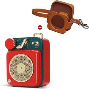 Muzen Mini Bluetooth Speaker, Button Portable Metal Small Cute Wireless Speaker, Rechargeable HiFi Loud Volume Audio Speaker with Portable Lanyard and Gift Box, Classic Retro Decor
