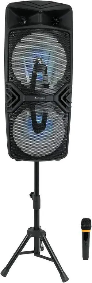 Technical Pro STAGE28 Dual 8" Rechargeable LED Bluetooth Speaker + Stand + Mic