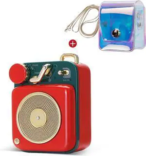 Muzen Mini Bluetooth Speaker, Button Portable Metal Small Cute Wireless Speaker, Rechargeable HiFi Loud Volume Audio Speaker with Portable Lanyard and Gift Box, Classic Retro Decor