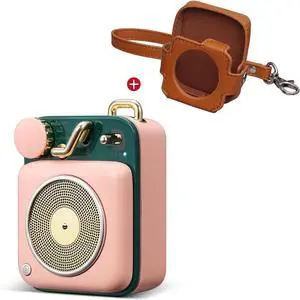Muzen Mini Bluetooth Speaker, Button Portable Metal Small Cute Wireless Rechargeable HiFi Loud Volume Audio Speaker with Portable Lanyard and Gift Box, Classic Retro Decor