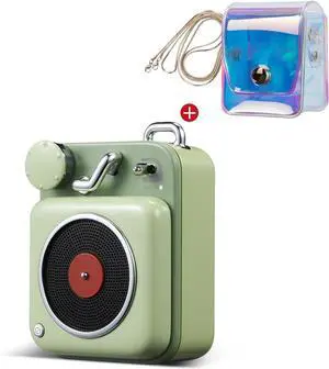 Muzen Mini Bluetooth Speaker, Button Portable Metal Small Cute Wireless Rechargeable HiFi Loud Volume Audio Speaker with Portable Lanyard and Gift Box, Classic Retro Decor