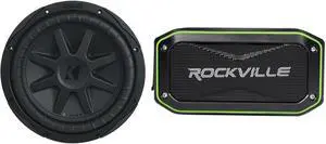 KICKER 44CVX102 Comp VX CVX 10" 1200 Watt Car Subwoofer Sub CVX10-2 44CVX10-2 Bundle with Rockville Rock Anywhere Waterproof Portable Bluetooth Speaker (2 Items)
