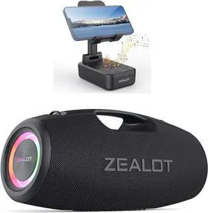 ZEALOT S78 120W Bluetooth Speaker with Wireless Z7 Subwoofer + Phone Holder, Portable Long Playtime Party Speaker for Home/Outdoor (Black)