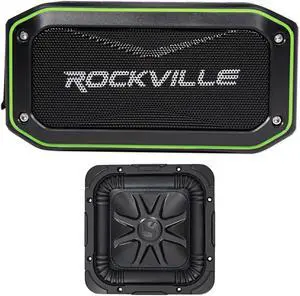 KICKER L7S84 8" 900 Watt Solobaric L7S Car Audio Subwoofer Solo-baric 44L7S8-4 Bundle with Rockville Rock Anywhere Waterproof Portable Bluetooth Speaker (2 Items)