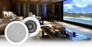 Rockville Pair HC85-16 White 8" 700 Watt In-Ceiling Home Theater Speakers 16 Ohm, High-Fidelity Audio, Aimable Tweeter, Paintable Grills, for Home Theater and Multi-Room Audio