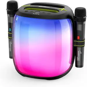 100W Portable Bluetooth Party Speaker with TWS Pairing, Dual Wireless Microphones, RGB Lights, Micro SD Card Slot & 10-12 Hours Playtime (Black)