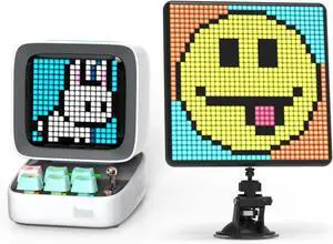 Divoom Ditoo-Bluetooth-Speaker (White) with Pixoo-Max Digital-Frame