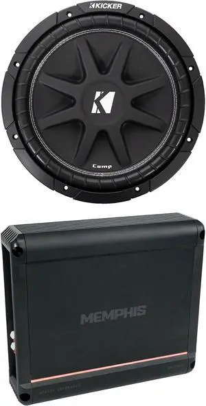 KICKER 43C154 Comp 15" 500 Watt SVC 4-Ohm Car Audio Subwoofer Sub Bundle with Rockville RPB2-BLACK Portable Bluetooth Speaker (2 Items)