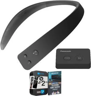 Panasonic SC-WN10 Wireless Wearable TV Neck Speaker, Bluetooth, Built-in Microphone Bundle with 2 YR CPS Enhanced Protection & Deco Gear Complete Home Theater Beginner's Guidebook