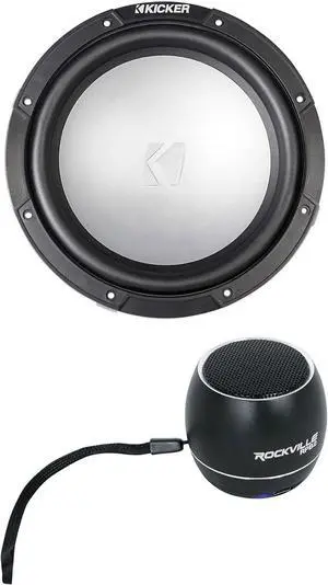KICKER 45KMF102 10" 350w Peak/175w RMS Marine Boat Subwoofer Freeair Sub KMF12 Bundle with Rockville RPB2-BLACK Portable Bluetooth Speaker (2 Items)