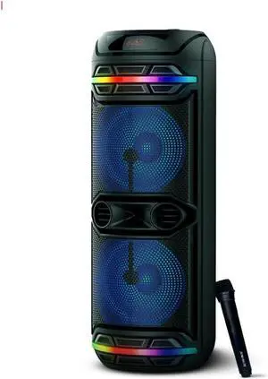 AudioBox Powerful Bluetooth Party Speaker  High Power Bass, 200W RMS, LED Lights, FM Radio, Wireless Mic, Rechargeable & Portable