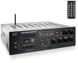 Pyle Public Address Amplifier - 500W Compact Digital Receiver w/ 70V 100V Output, Dual Mic Input, USB-A Input w/ MP3 Player, FM Radio, RCA | Home, Continuous Volume and Commercial | PMSA126BU Pyle Public Address Amplifier - 500W Compact Digital Receiver w/ 70V 100V Output, Dual Mic Input, USB-A Input w/ MP3 Player, FM Radio, RCA | Home, Continuous Volume and Commercial | PMSA126BU