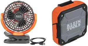 Klein Tools Cordless Rechargeable Fan and Bluetooth Speaker Bundle with Multiple Mounting Options