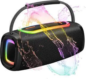 Portable Bluetooth Speaker, 66MM Speaker Diameter, 24W Punchy Bass &Clear Treble, BT5.3, IP6 Waterproof Wireless Pairing Speakers with RGB Multi-Color Rhythm Lights for Outdoor/Party/Beach as Gift