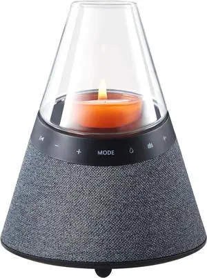 BLUEMAN Portable Bluetooth Speaker with Candle Holders, White Noise,TWS Pairing, Real Clear Glass Cover, Artistic Speaker (Grey Green)