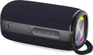 Bluetooth Speaker, Speaker Bluetooth Wireless with Light, BT5.3, IPX6 Waterproof Electronic Gadgets for Home/Party/Outdoor, Birthday Gift (Black)