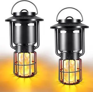 Outdoor Bluetooth Speaker, IP65 Waterproof Wireless Speaker with 3 Lights Modes, Outdoor Camping Portable Speaker Gift for Men Emergency, Hiking, Party (2 Pack)