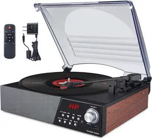 Record Player,3 Speed Turntable Vinyl Record Player with Bluetooth Speaker, MP3 Player Portable with FM Stereo Radio, Vinyl to MP3 Recording Phonograph Player, Brown