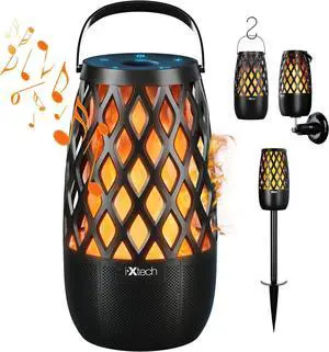 IXTECH Outdoor Bluetooth Speaker Waterproof Wireless with LED Flame Light, Shower Bluetooth Speaker for Camping Patio Home Decor, Gifts for Couples Dads Moms Wall Mount&Hook&Stake.