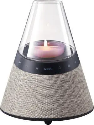 BLUEMAN Portable Bluetooth Speaker with Candle Holders, White Noise,TWS Pairing, Real Clear Glass Cover, Artistic Speaker (Light Brown)