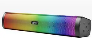 OOYY Home Portable Bluetooth Speaker with Colorful Flashing Lights, Wireless Bluetooth Sound Bar, Perfect for Home Theater and Gaming (Black)