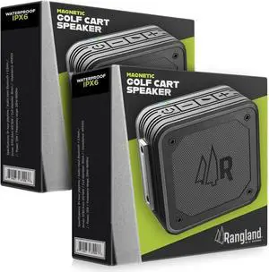 Magnetic Dual Pairing Stereo Bluetooth Speakers for Golf Carts (2 Pack) Waterproof IPX6, Wireless Surround Sound with Built-in Magnet Bar Mount - Portable for Travel, Job Sites and Golfing