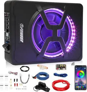 10" 800W Under Seat Car Subwoofer, Blue-tooth Subwoofer For Cars With Multicolored LED Ambient Light, Portable Car Audio Save Cars Interior Space And Easy To Install On Your Every Car Or Truck.