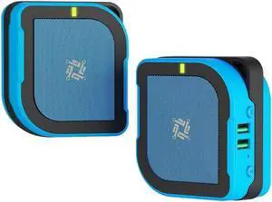 3-in-1 Multifunction Mini and Portable Bluetooth Speaker, 6000mAh Power Bank, Universal Dual USB Ports Wall Charger for 150+ Counties, Compatible with iPhone, Samsung, Google and More (Blue)
