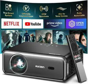 EAZZE D1 Pro Smart Projector with WiFi and Bluetooth, Netflix Official, 20W Speakers, Dolby Audio & dbx-tv Total Sonics, Auto Focus & Keystone, Native 1080P Portable Outdoor Movie Projector