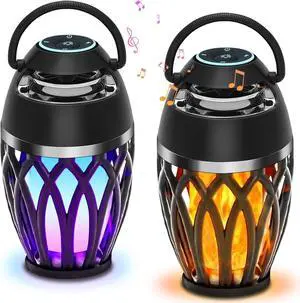 Outdoor Speakers with Colorful Lights, Mens Gifts for Birthday, Portable Bluetooth Speaker, HD Stereo Sound, Torch Atmosphere Speaker Waterproof for Patio/Pool/Camping Cool Gadgets 2 Pack