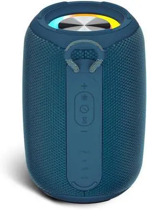 Mini Bluetooth Speaker, Outdoor Waterproof with RGB Flashing Lights, Compatible for PC, Laptop, Smartphones (Blue)