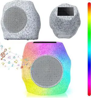 Upgraded Outdoor Rock Speaker Bluetooth Speakers 48 W Deep Bass (2 Pack)  16 Hr Playtime, Bluetooth 5.4 TWS Stereo, AluminumAlloy Mesh,IPX5 Waterproof Solar-Powered Speaker Perfect for Pool, Garden