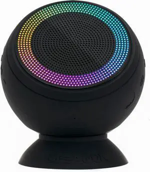 Speaqua  Barnacle X Portable Bluetooth Speakers Waterproof (IP68) with Built in Internal Storage (2,000 Songs), RGB Smart Lighting, Party Pairing, Floatable, Dual EQ Enhanced Audio - Manta Ray Black