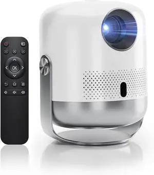 400ANSI Mini Projector, WiFi 6 and Bluetooth, with Speaker | 4K Decoding and 1080P Output | One-Touch Focus | 360° Rotation | Portable Projector, Compatible with IPhone/Android/TV stick