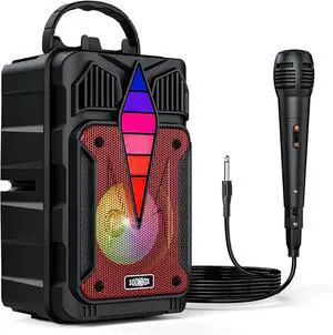 Portable Bluetooth Speaker with Voice-Controlled RGB Multi-Color Rhythm Lights, Supports TWS/USB/TF/FM/AUX, Suitable for Home Party or Outdoors (Red)