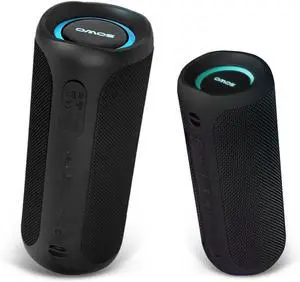 Portable Speaker, Wireless Bluetooth Speaker, IPX7 Waterproof, 25W Loud Stereo Sound, Bassboom Technology, Built-in Mic, 16H Playtime with Lights for Home Outdoor