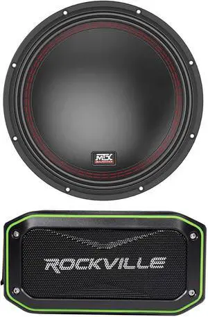 Audiosavings Bundle: 5510-44 10" 800 Watt Peak/400 Watt RMS DVC 4-ohm Car Audio Subwoofer Sub Bundle with Rockville Rock Anywhere Waterproof Portable Bluetooth Speaker+TWS Stereo Linking (2 Items)