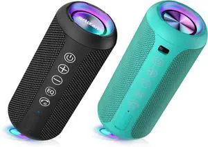 Ortizan X10 Black & Teal Portable Bluetooth Speaker, IPX7 Waterproof Wireless Speaker with 24W Loud Stereo Sound, Outdoor Speakers with Bluetooth 5.3, 30H Playtime,66ft Range, Dual Pairing