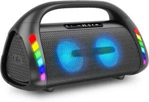 LFS Bluetooth Speaker,100W Loud Speakers Bluetooth Wireless with Deep Bass, Portable Bluetooth Speakers Wireless with Power Bank, LED Lights,Waterproof, 30hours Playtime for Outdoor Home