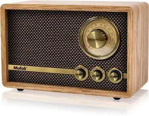 Vintage Bluetooth Speaker, Wood Retro Radio with Bluetooth for Office, Home, Bedroom, Living Room, Office, Cafe, Radio Speaker with White Noise Machine(Walnut/RA60S-E)