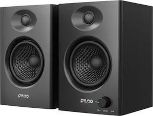 OHAYO 60W Computer Speakers for Music and Gaming, Active Bluetooth 5.3, Stereo 2.0 Speakers for Desktop PC or Laptop, 3.5mm Aux RCA Input, USB-Powered, 1 Pair, Black