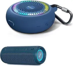 Portable Bluetooth Speaker, IPX7 Waterproof Wireless Bluetooth Speaker, Bassboom Technology, 25W Loud Stereo Sound, LED Light with TWS Pairing, 16H Playtime for Home and Outdoor