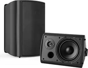 STUDIOFINIX 6.5 Inches Indoor Outdoor Bluetooth Speakers Waterproof Wired Wall Mount Active Speakers 400 Watt for Patio Garage,Deck,Backyard (Black)