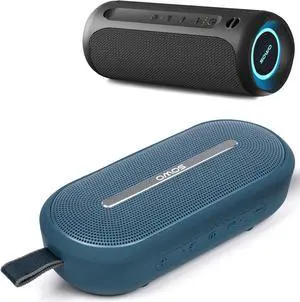 Portable Speaker, Wireless Bluetooth Speaker, IPX7 Waterproof, 25W Loud Stereo Sound, Bassboom Technology, Built-in Mic, 16H Playtime with Lights for Home Outdoor