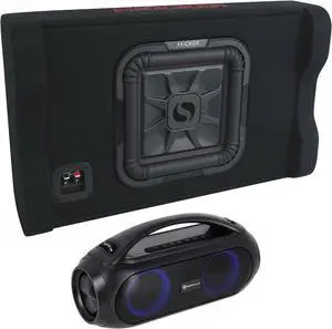 Audiosavings Bundle: Kicker 49L7TDF102 L7TDF 10" L7T Subwoofer+Shallow Sub Enclosure Box L7TDF102 Bundle with Rockville GO PARTY MAX BASS Large Portable LED Bluetooth Speaker w/Wireless Link (2 Items)