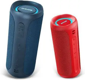 Portable Speaker, Wireless Bluetooth Speaker, IPX7 Waterproof, 25W Loud Stereo Sound, Bassboom Technology, Built-in Mic, 16H Playtime with Lights for Home Outdoor