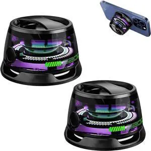 Magnetic Mini Bluetooth Speaker G200, Multifunctional Magnetic Bluetooth Speaker Portable Wireless Colorful Mini Speaker with Multi-RGB Color Light Phone Stand Speaker (Black*2)
