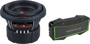 Audiosavings Bundle: Memphis MJP822 Audio MOJO Pro Competition Car Subwoofer DVC 2 ohm Sub Bundle with Rockville Rock Everywhere Portable Bluetooth Speaker/Waterproof/Wireless Link (2 Itmes)