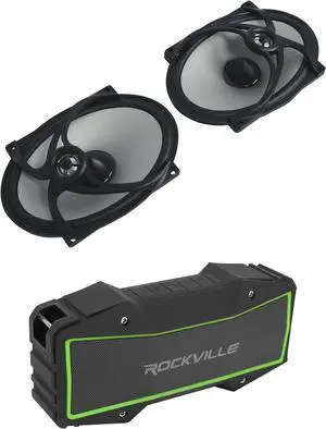 Audiosavings Bundle: Pair Kicker 48PSC572 5x7 Saddlebag Speakers for 2006-Up Harley Davidson PSC57 Bundle with Rockville Rock Everywhere Portable Bluetooth Speaker/Waterproof (2 Items)